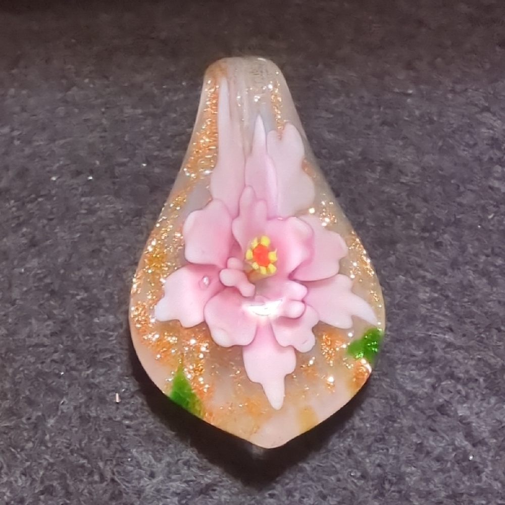 Floral Glass Pendant Necklace
